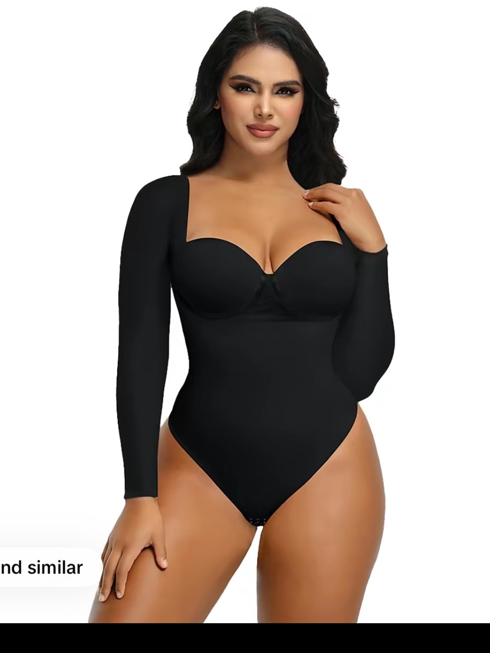 Curveshe Long Sleeve Bodysuit Back Lace-up Thong